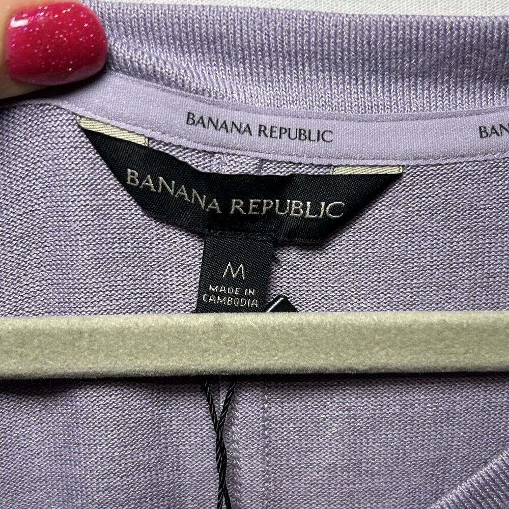 Banana Republic Womens Long Sleeve V-Neck Top Purple MEDIUM NWT - Picture 2 of 9
